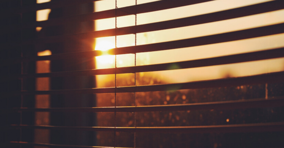 window shutters at sunset