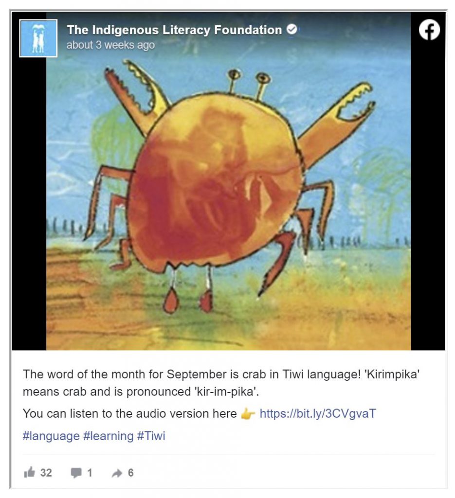 Indigenous Literacy Foundation Facebook Post